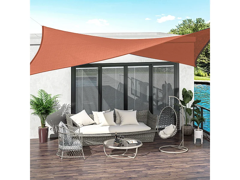 Voile d'ombrage rectangulaire 4 x 6 m toile solaire taud de soleil brique terracotta