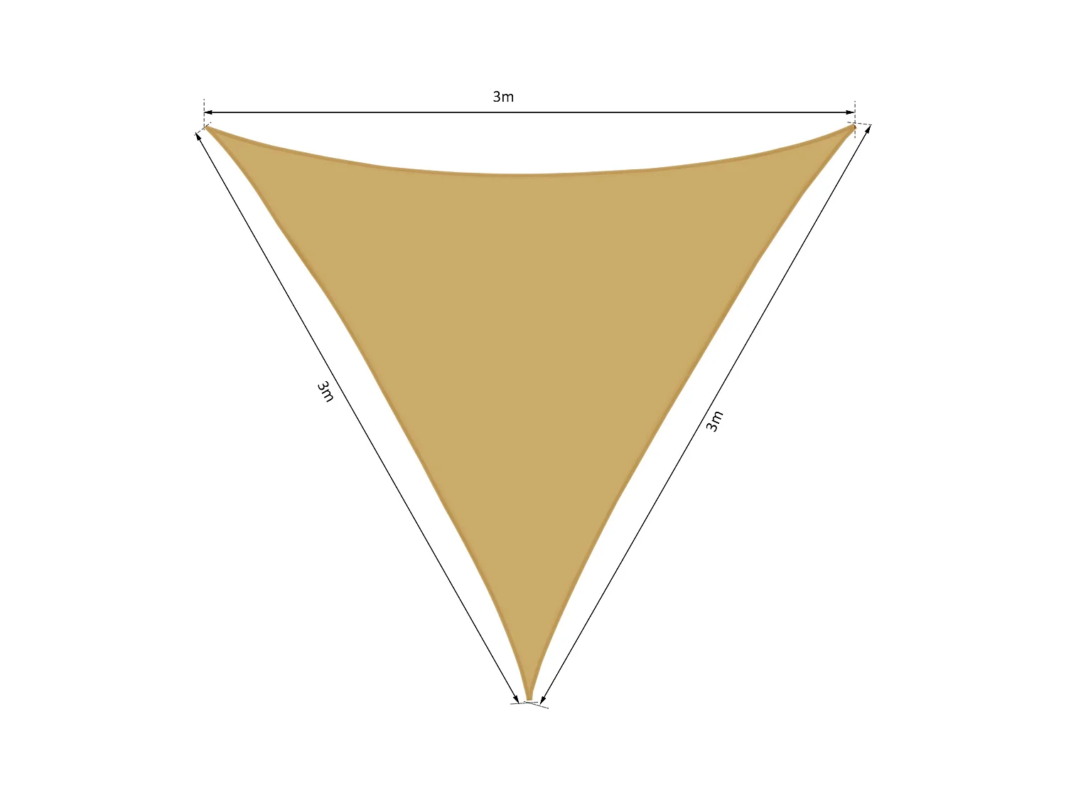Voile d'ombrage triangulaire grande taille 3 x 3 x 3 m polyester haute densité résistant aux UV coloris sable