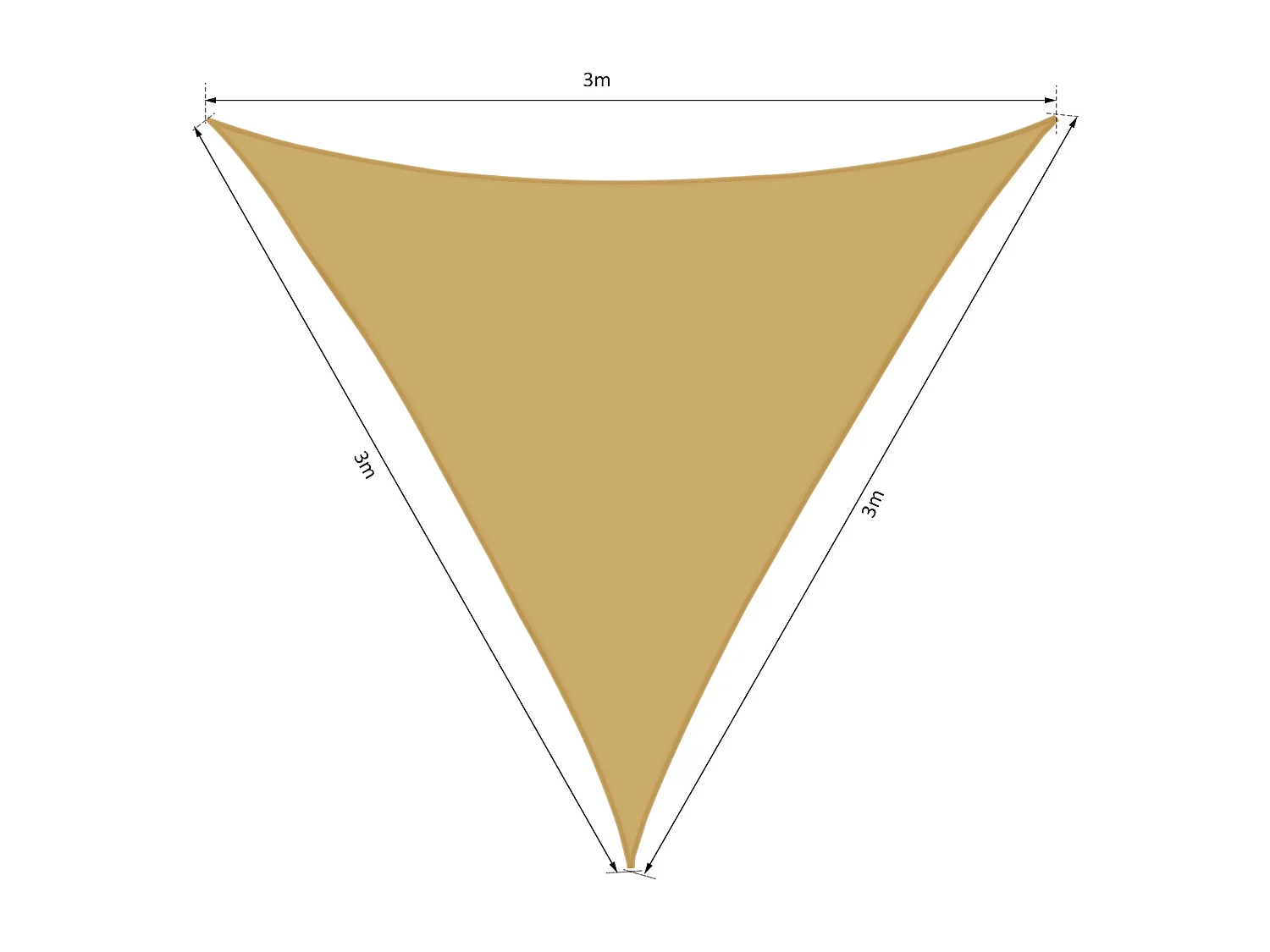 Voile d'ombrage triangulaire grande taille 3 x 3 x 3 m polyester haute densité résistant aux UV coloris sable