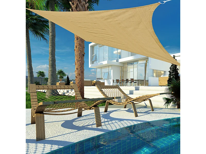 Voile d'ombrage rectangulaire 4x6m toile solaire taud de soleil sable