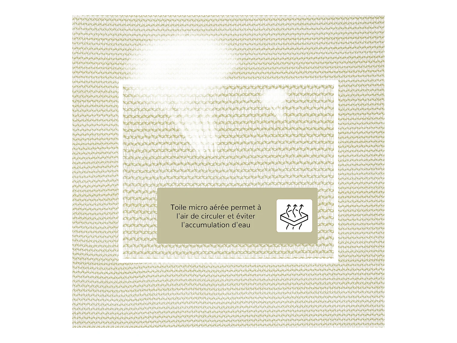 Voile d'ombrage triangulaire grande taille 6 x 6 x 6 m polyéthylène haute densité résistant aux UV crème