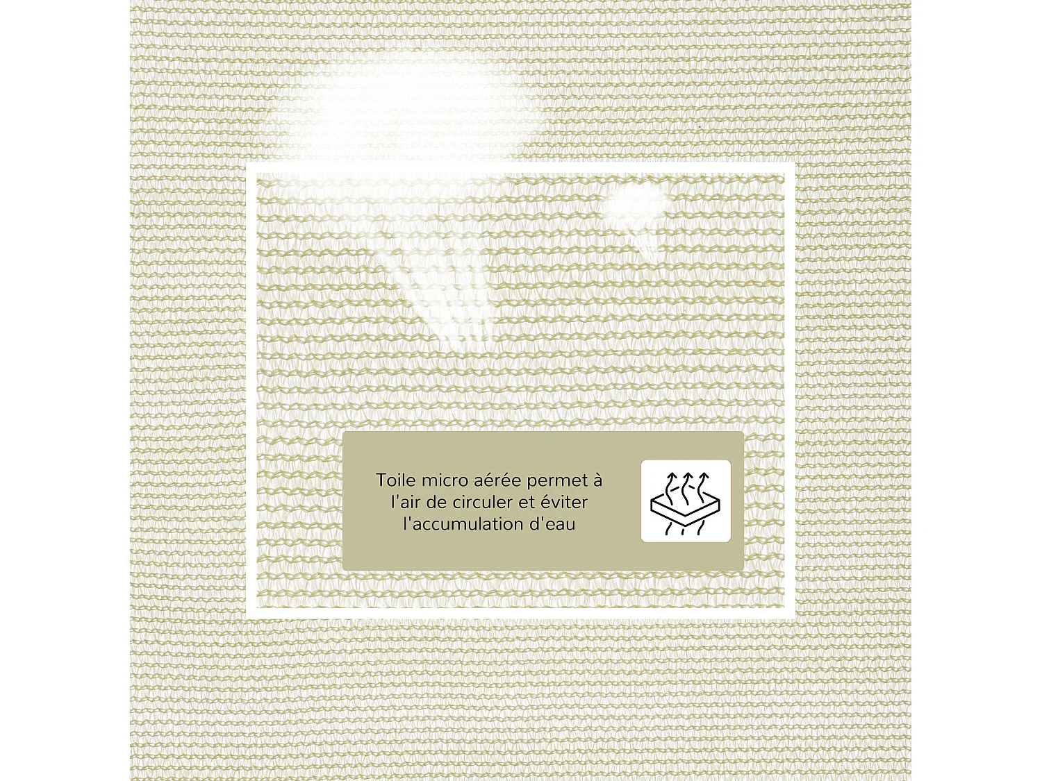 Voile d'ombrage triangulaire grande taille 6 x 6 x 6 m polyéthylène haute densité résistant aux UV crème