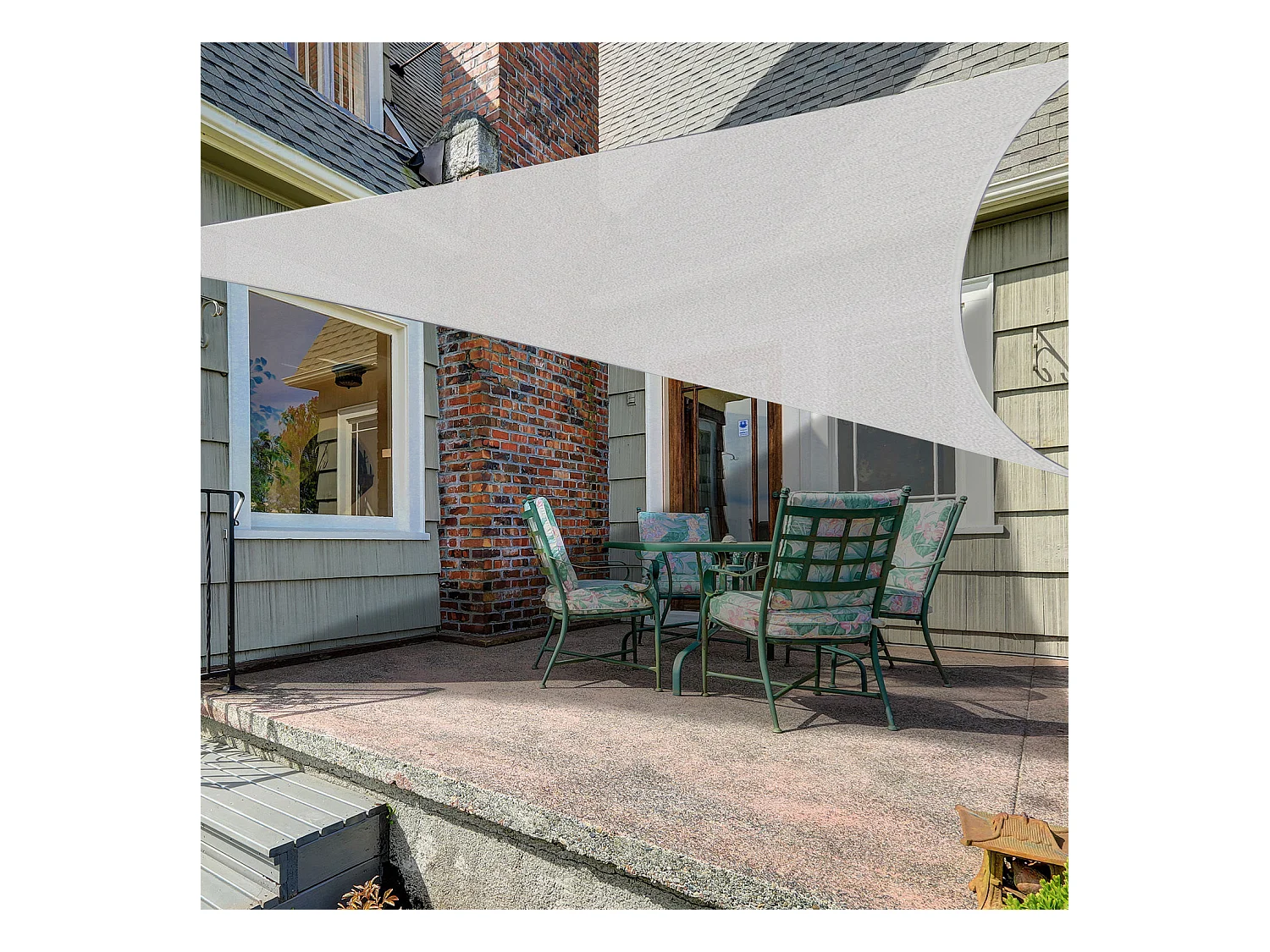 Voile d'ombrage triangulaire grande taille 4 x 4 x 4 m polyester imperméabilisé haute densité 160 g/m² gris