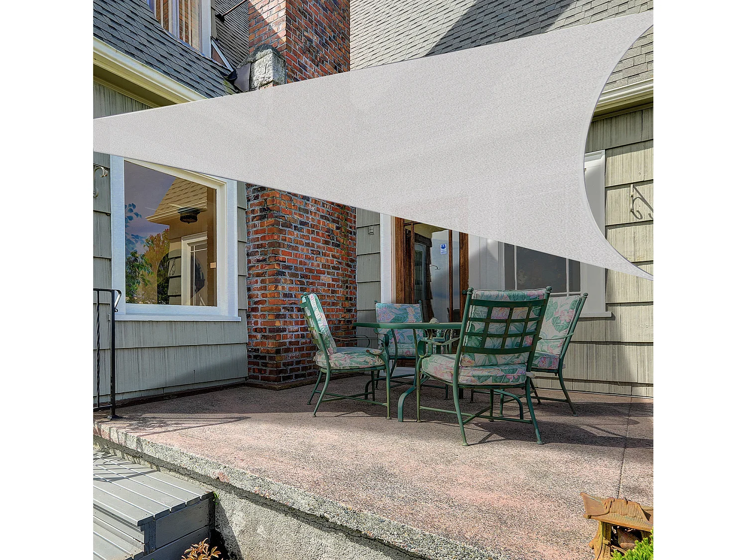 Voile d'ombrage triangulaire grande taille 4 x 4 x 4 m polyester imperméabilisé haute densité 160 g/m² gris