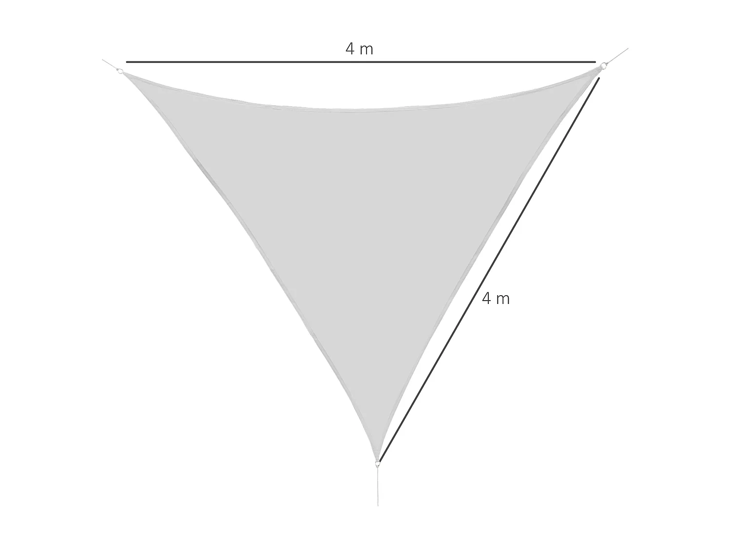 Voile d'ombrage triangulaire grande taille 4 x 4 x 4 m polyester imperméabilisé haute densité 160 g/m² gris