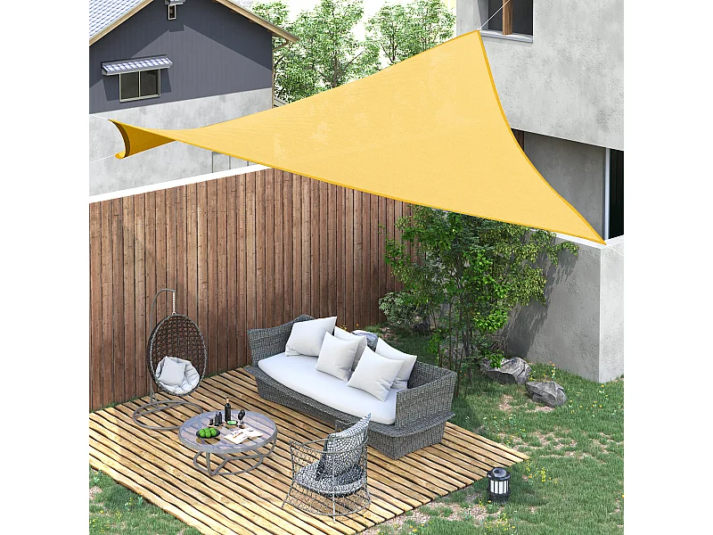 Voile d'ombrage toile solaire rectangulaire 6L x 4l m HDPE jaune