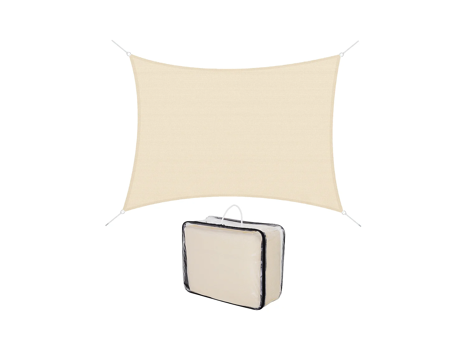 Voile d'ombrage rectangulaire 4 x 6 m toile solaire taud de soleil crème