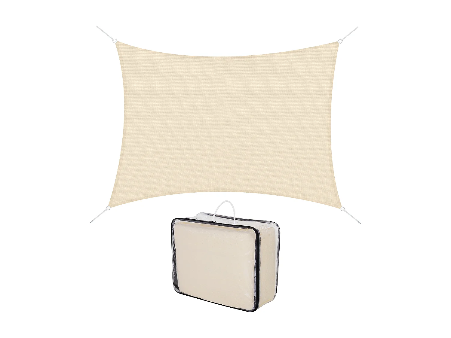 Voile d'ombrage rectangulaire 4 x 6 m toile solaire taud de soleil crème