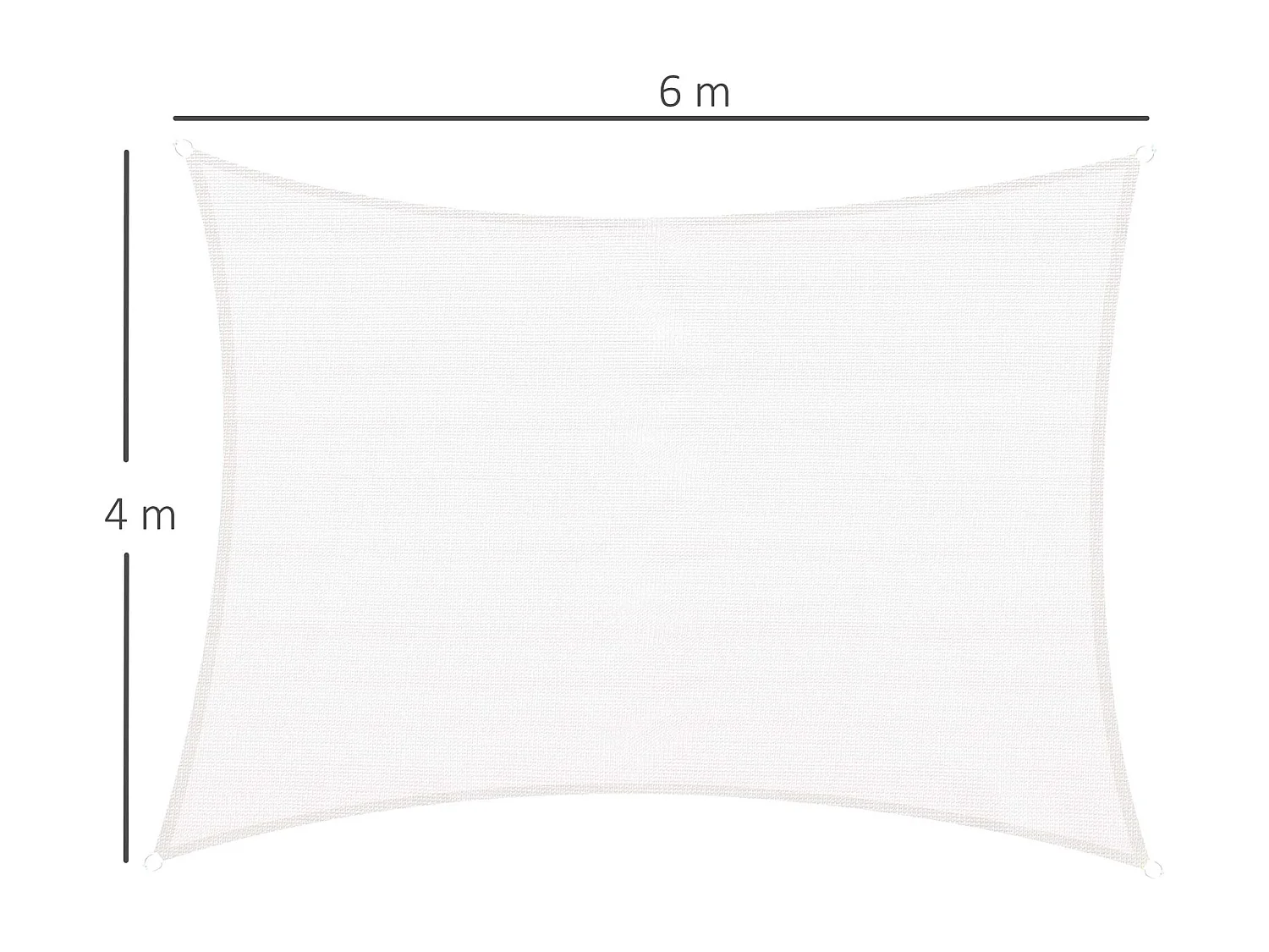 Voile d'ombrage rectangulaire 4 x 6 m toile solaire taud de soleil crème