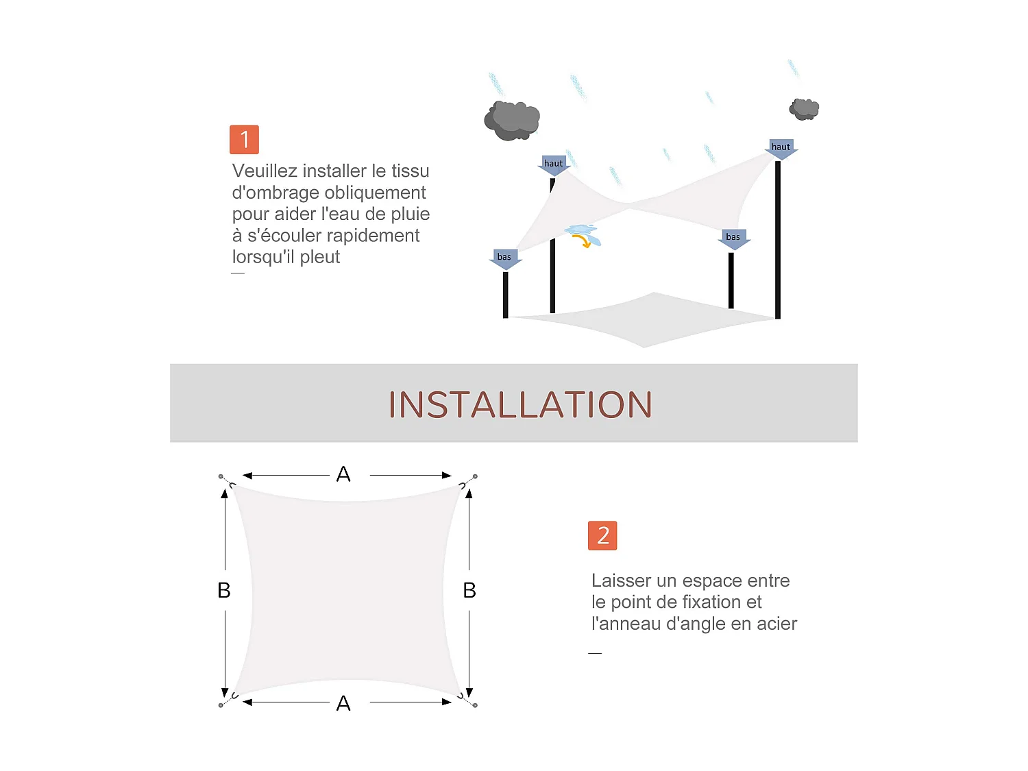 Voile d'ombrage rectangulaire 4 x 6 m toile solaire taud de soleil crème