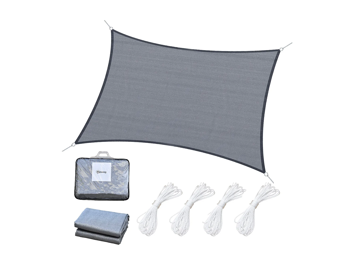 Voile d'ombrage rectangulaire 6L x 4l m HDPE gris