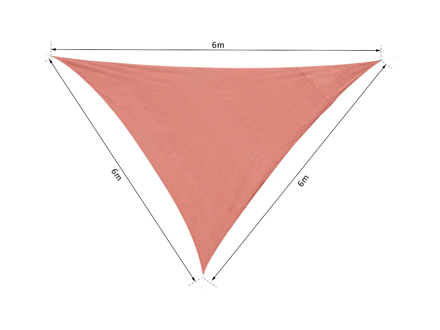 Voile d'ombrage triangulaire grande taille 6 x 6 x 6 m polyéthylène haute densité résistant aux UV rouge