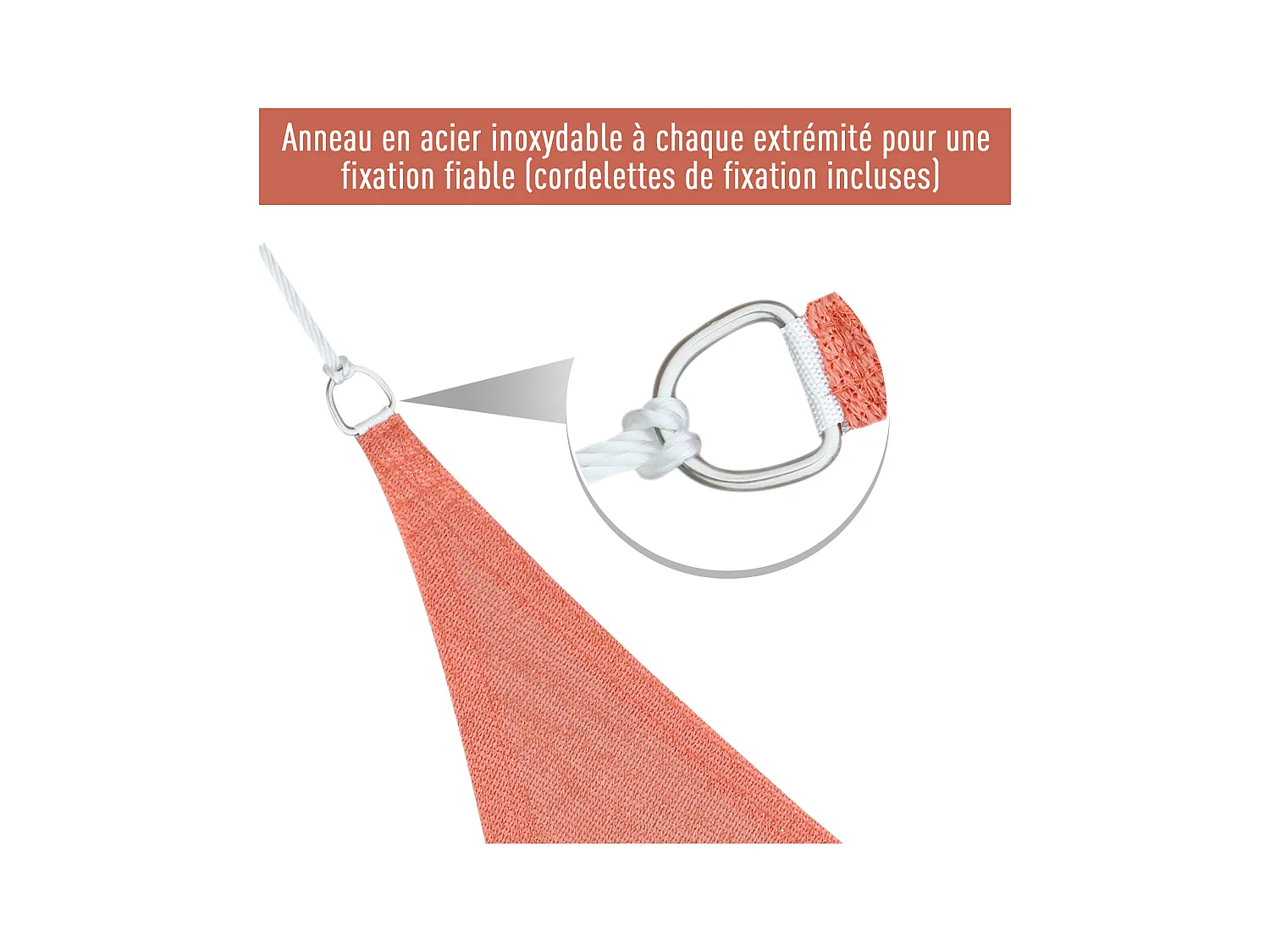 Voile d'ombrage triangulaire grande taille 6 x 6 x 6 m polyéthylène haute densité résistant aux UV rouge