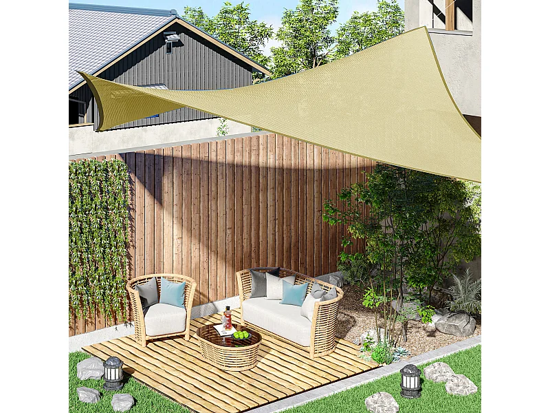Voile d'ombrage carré 3 x 3 m polyéthylène haute densité résistant aux UV coloris sable