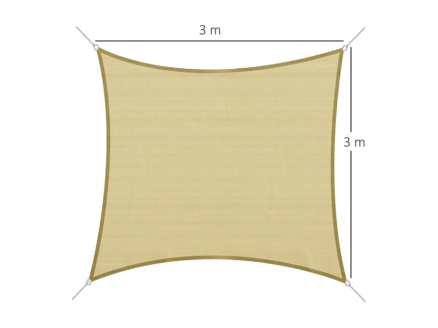 Voile d'ombrage carré 3 x 3 m polyéthylène haute densité résistant aux UV coloris sable