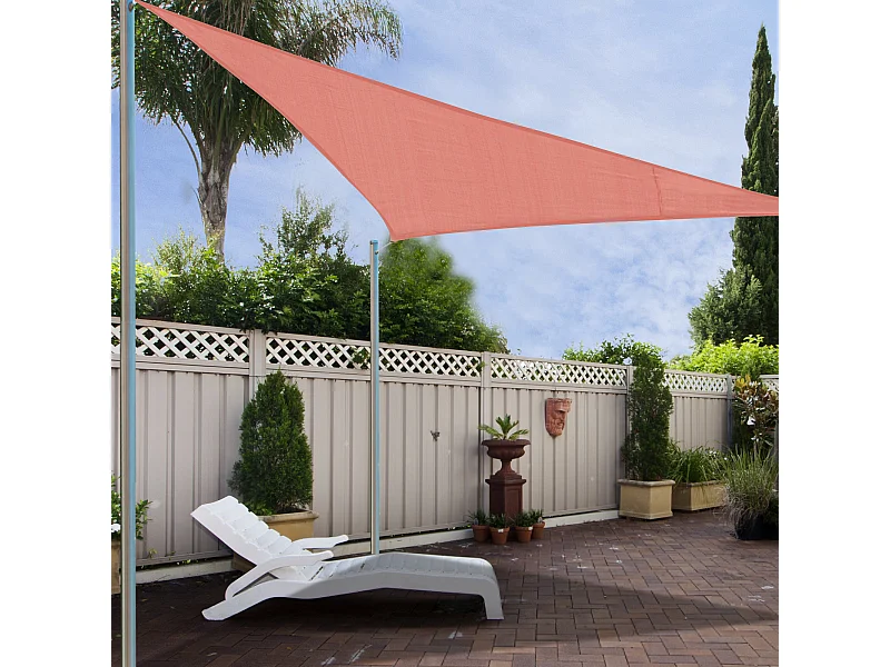 Voile d'ombrage triangulaire grande taille 3 x 3 x 3 m polyéthylène haute densité résistant aux UV rouge
