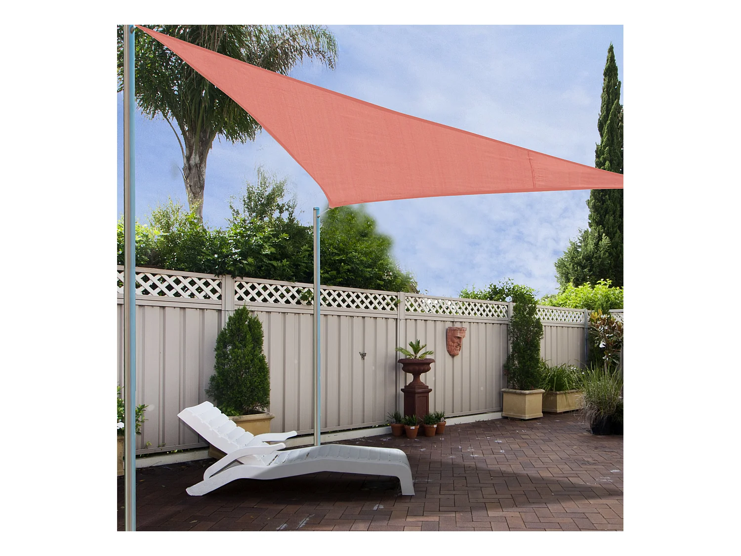 Voile d'ombrage triangulaire grande taille 3 x 3 x 3 m polyéthylène haute densité résistant aux UV rouge