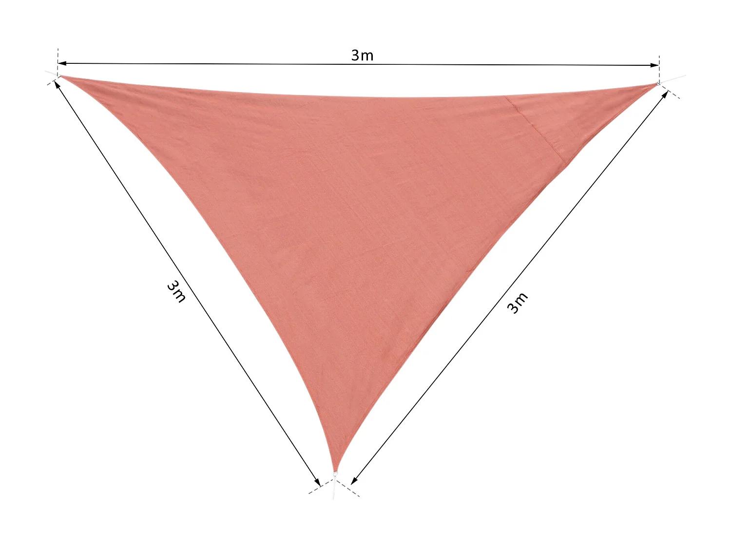 Voile d'ombrage triangulaire grande taille 3 x 3 x 3 m polyéthylène haute densité résistant aux UV rouge