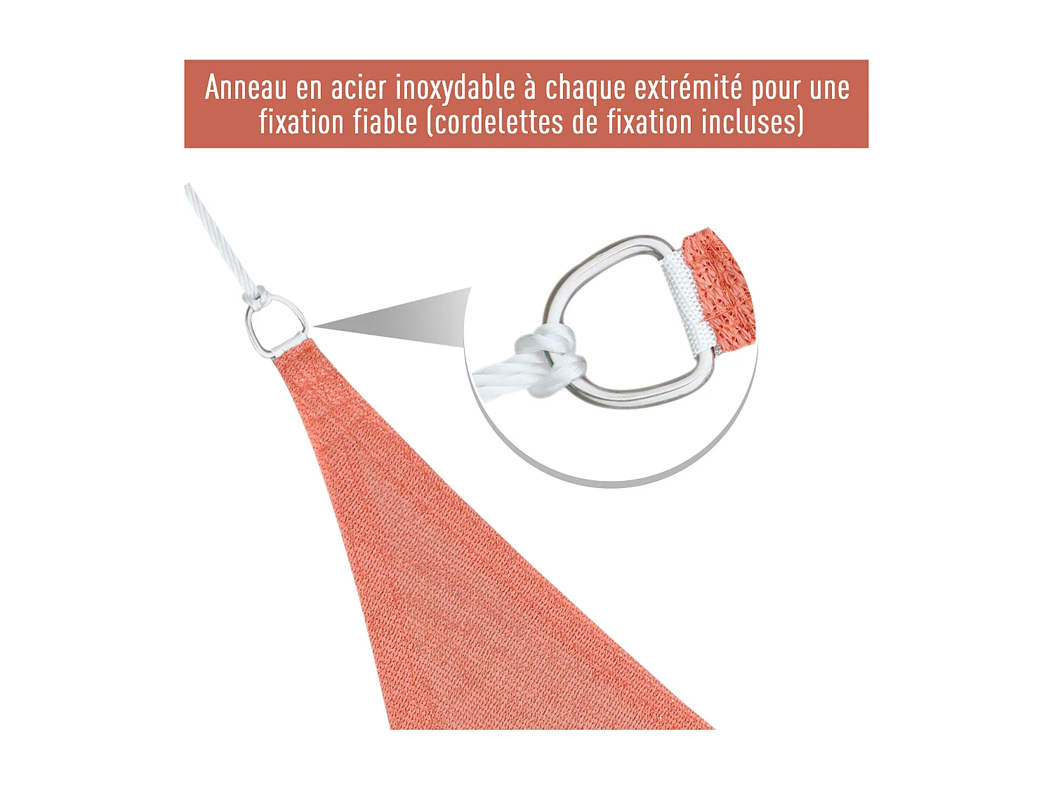 Voile d'ombrage triangulaire grande taille 3 x 3 x 3 m polyéthylène haute densité résistant aux UV rouge