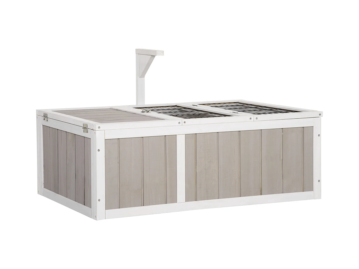 Enclos pour tortue - parc pour tortue - maison pour tortue terrestre - enclos extérieur avec grillage - bois sapin gris blanc