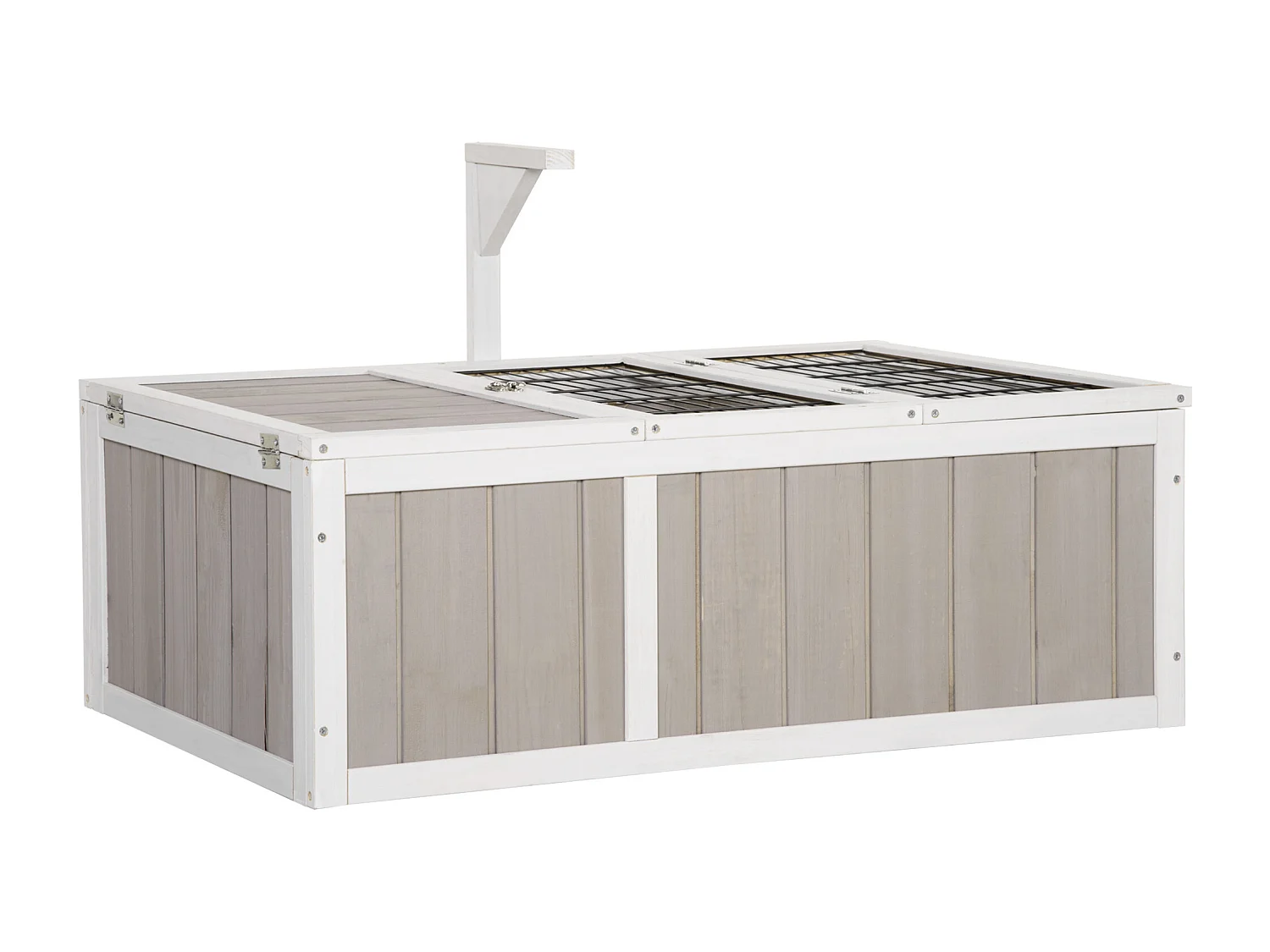 Enclos pour tortue - parc pour tortue - maison pour tortue terrestre - enclos extérieur avec grillage - bois sapin gris blanc