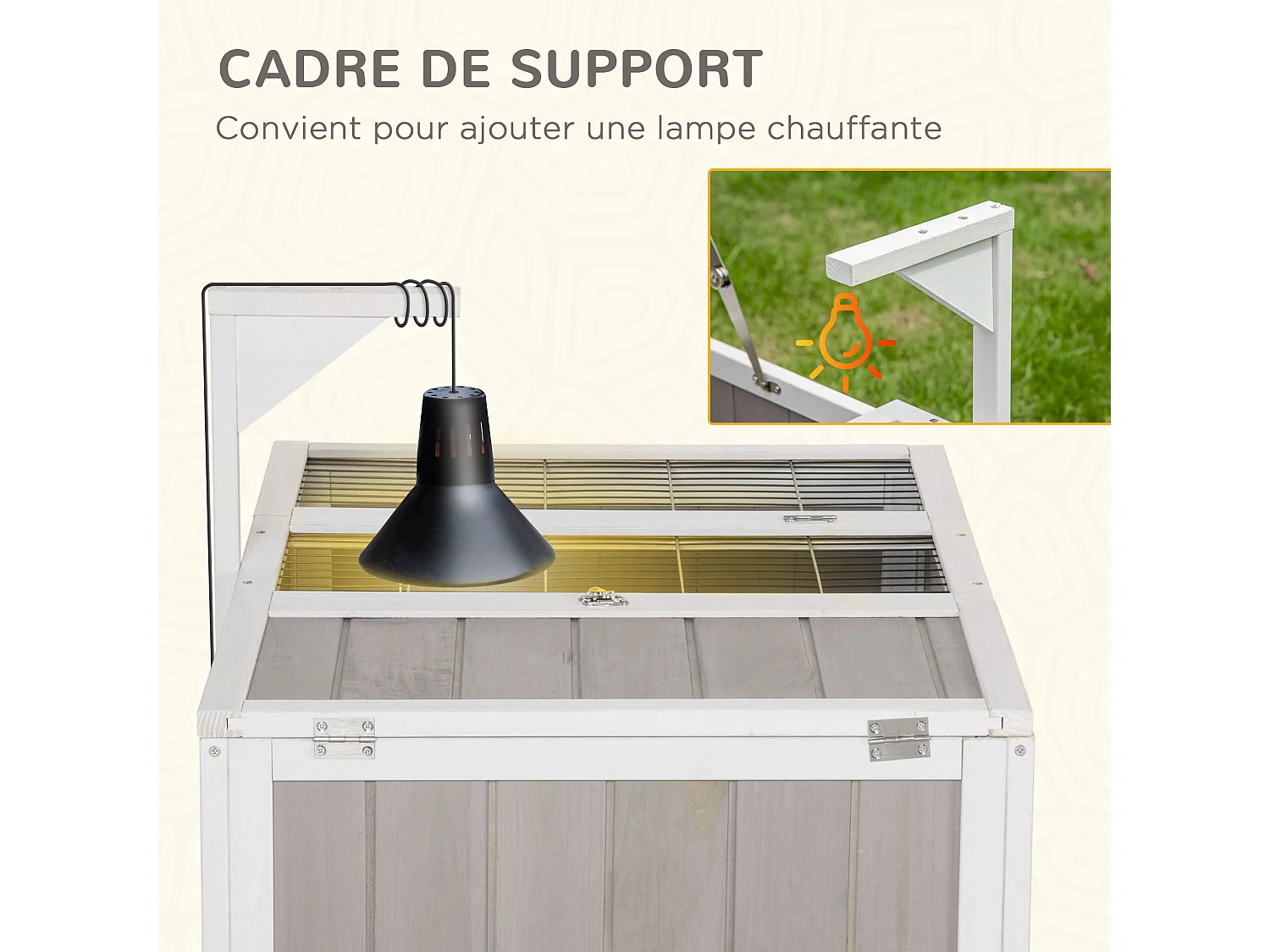 Enclos pour tortue - parc pour tortue - maison pour tortue terrestre - enclos extérieur avec grillage - bois sapin gris blanc