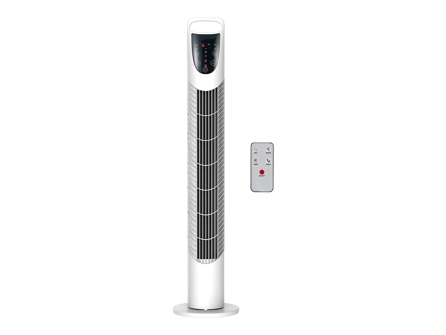 Ventilateur colonne tour oscillant silencieux 40 W télécommande panneau contrôle tactile 3 vitesses Ø 18 x 78H cm blanc