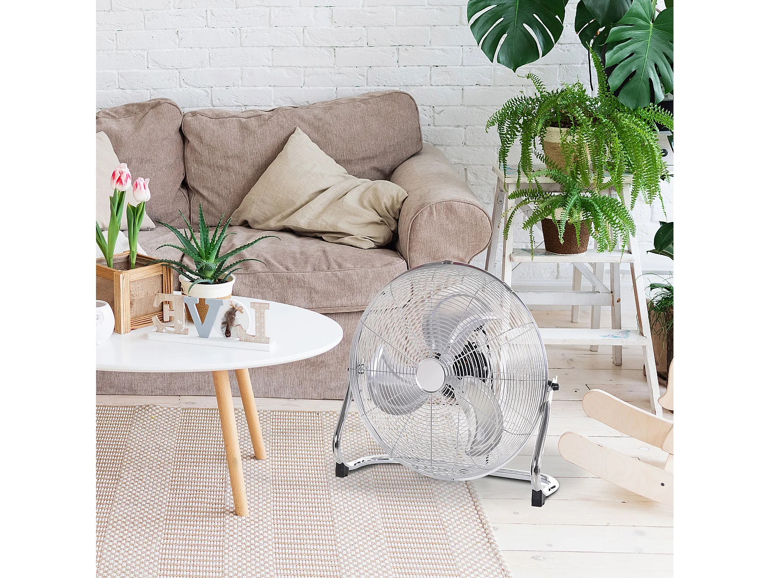 HOMCOM Grand ventilateur de bureau Ø 51 cm silencieux puissant 100 W 3 vitesses tête réglable gris métal