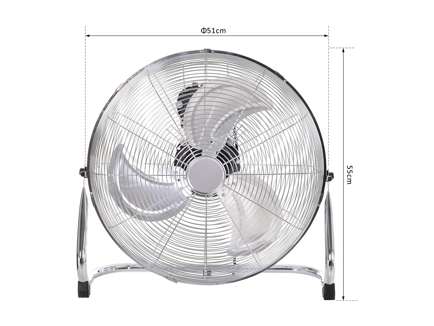 HOMCOM Grand ventilateur de bureau Ø 51 cm silencieux puissant 100 W 3 vitesses tête réglable gris métal