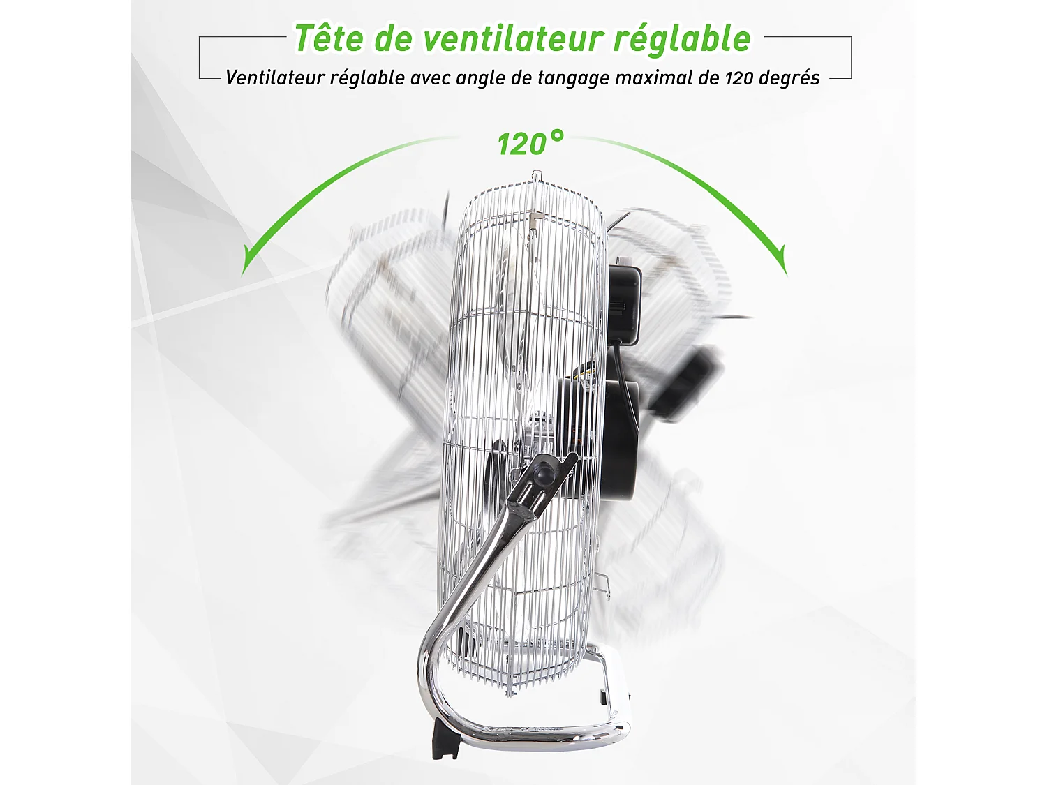 HOMCOM Grand ventilateur de bureau Ø 51 cm silencieux puissant 100 W 3 vitesses tête réglable gris métal