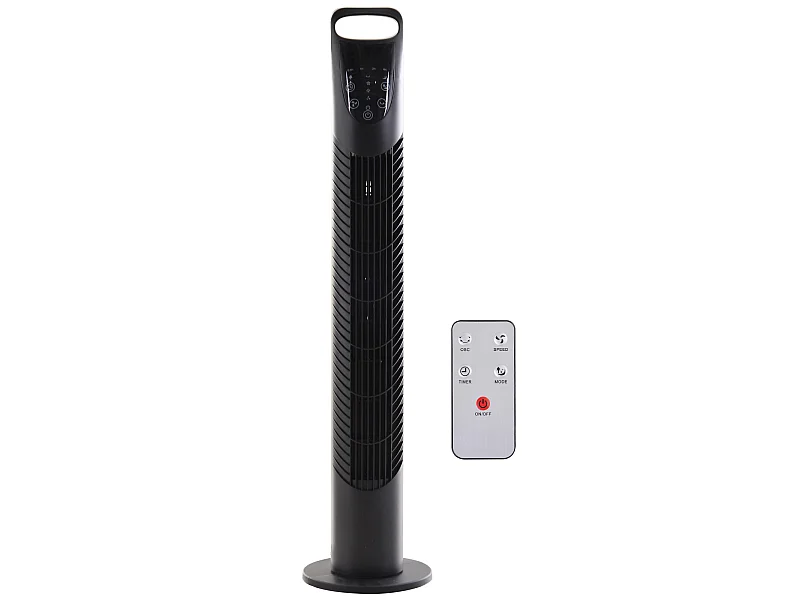 Ventilateur colonne tour oscillant silencieux 40 W télécommande panneau contrôle tactile 3 vitesses Ø 18 x 78H cm noir