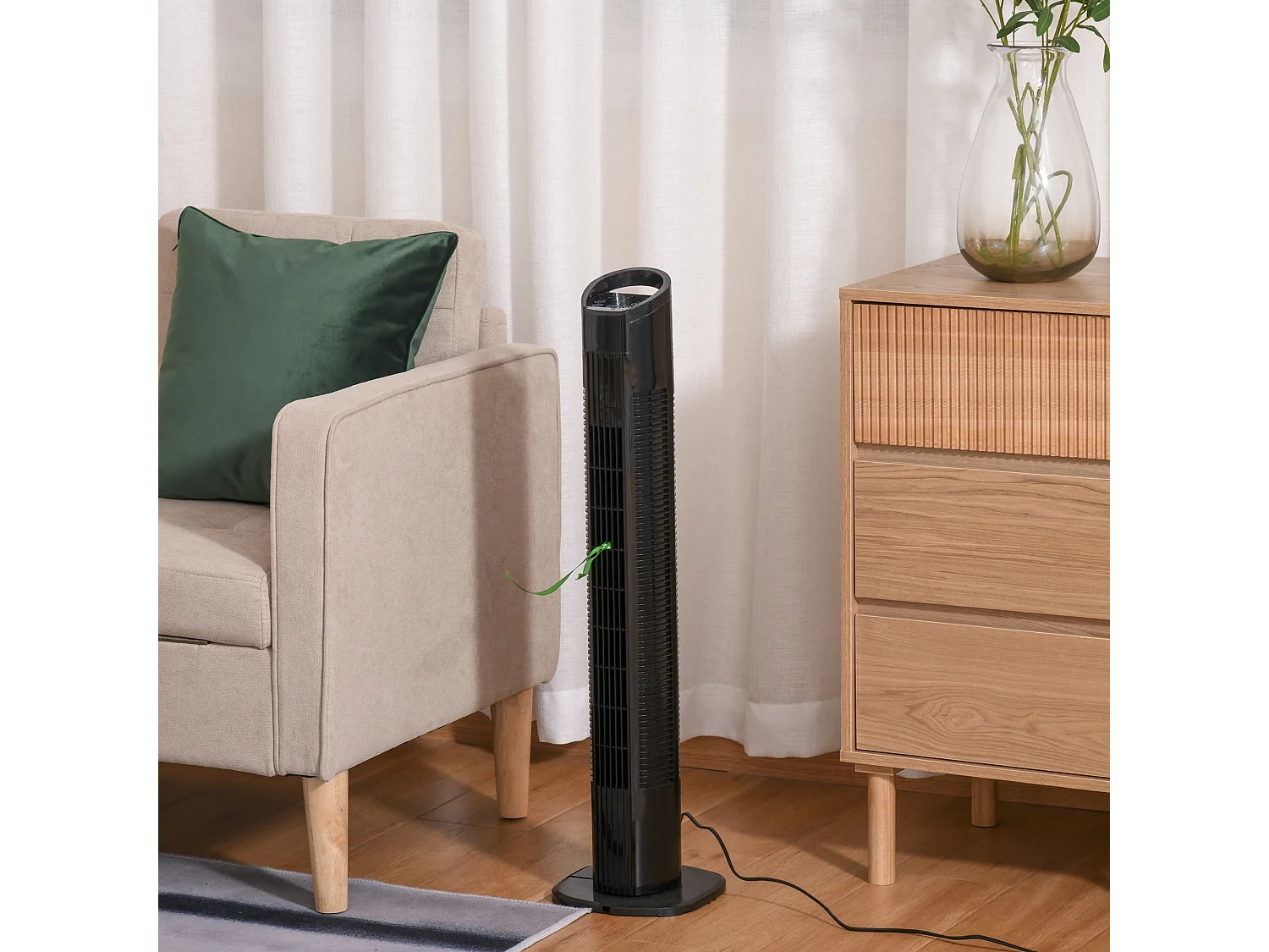 HOMCOM Ventilateur colonne tour oscillant 50 W silencieux télécommande incluse minuterie 3 modes 3 vitesses noir