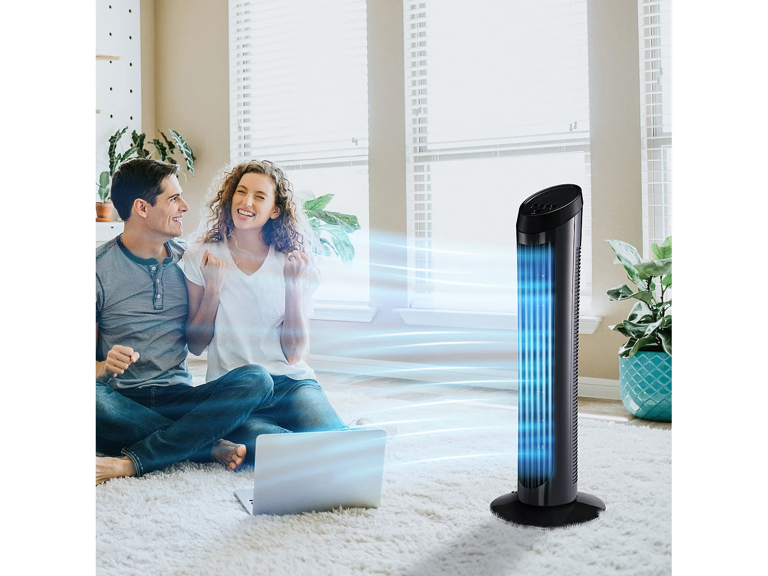 HOMCOM Ventilateur colonne tour oscillant silencieux 45 W 3 vitesses 27L x 27l x 75H cm noir