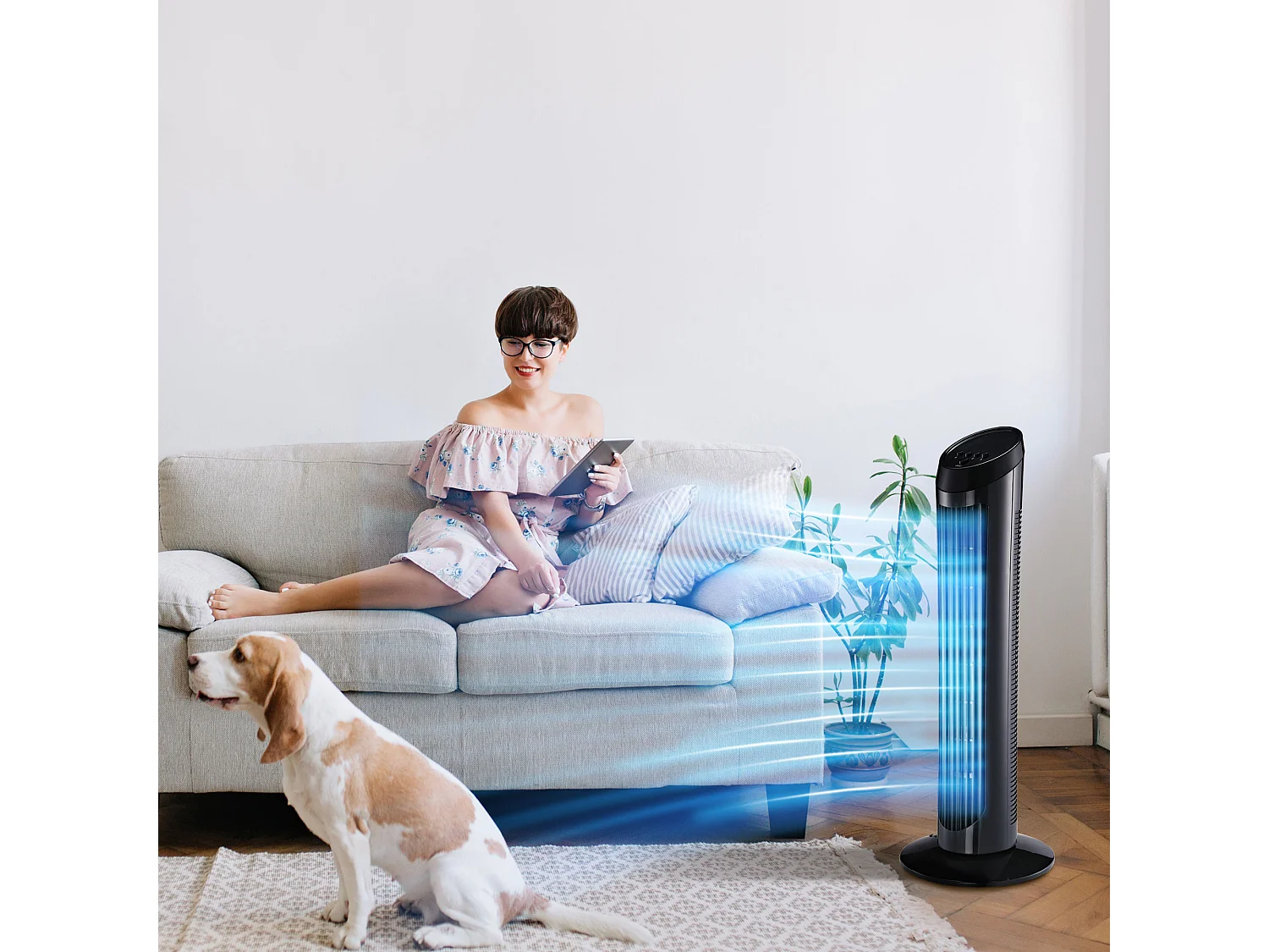 HOMCOM Ventilateur colonne tour oscillant silencieux 45 W 3 vitesses 27L x 27l x 75H cm noir