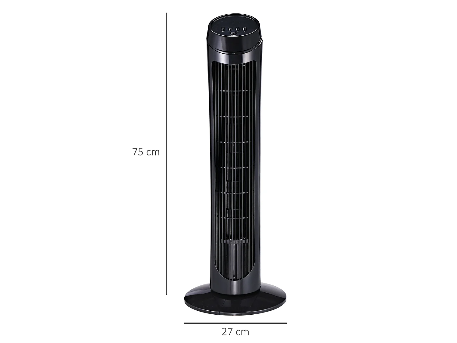 HOMCOM Ventilateur colonne tour oscillant silencieux 45 W 3 vitesses 27L x 27l x 75H cm noir