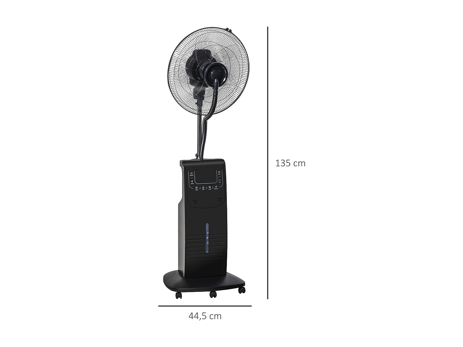 HOMCOM Ventilateur brumisateur sur roulettes - oscillant silencieux 90 W avec télécommande - minuterie 3 modes 3 vitesses - noir
