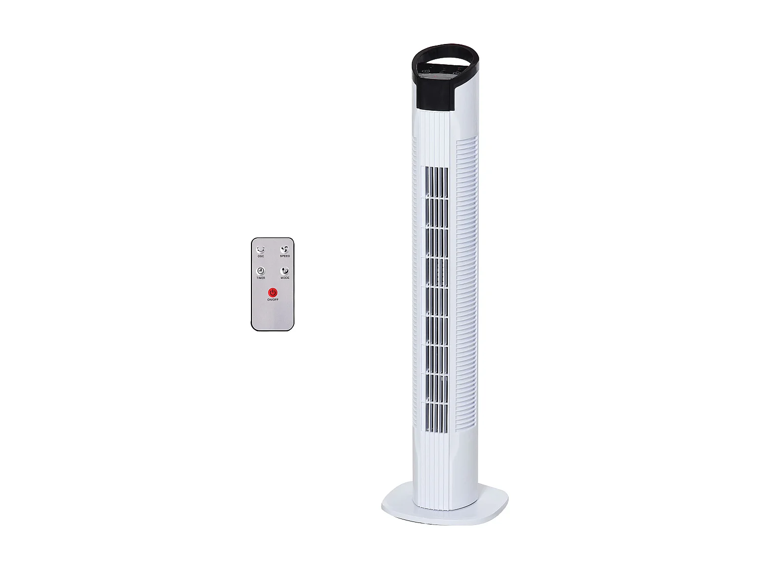HOMCOM Ventilateur colonne tour oscillant 50 W silencieux télécommande incluse minuterie 3 modes 3 vitesses blanc noir