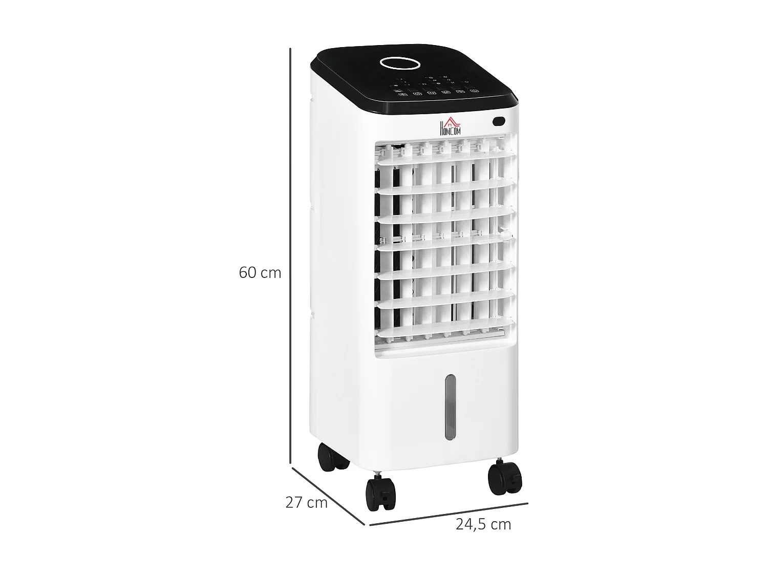 Ventilateur rafraichisseur humidificateur 3 en 1 - roulettes, télécommande - silencieux oscillant 65W - réservoir 3,5L - blanc noir