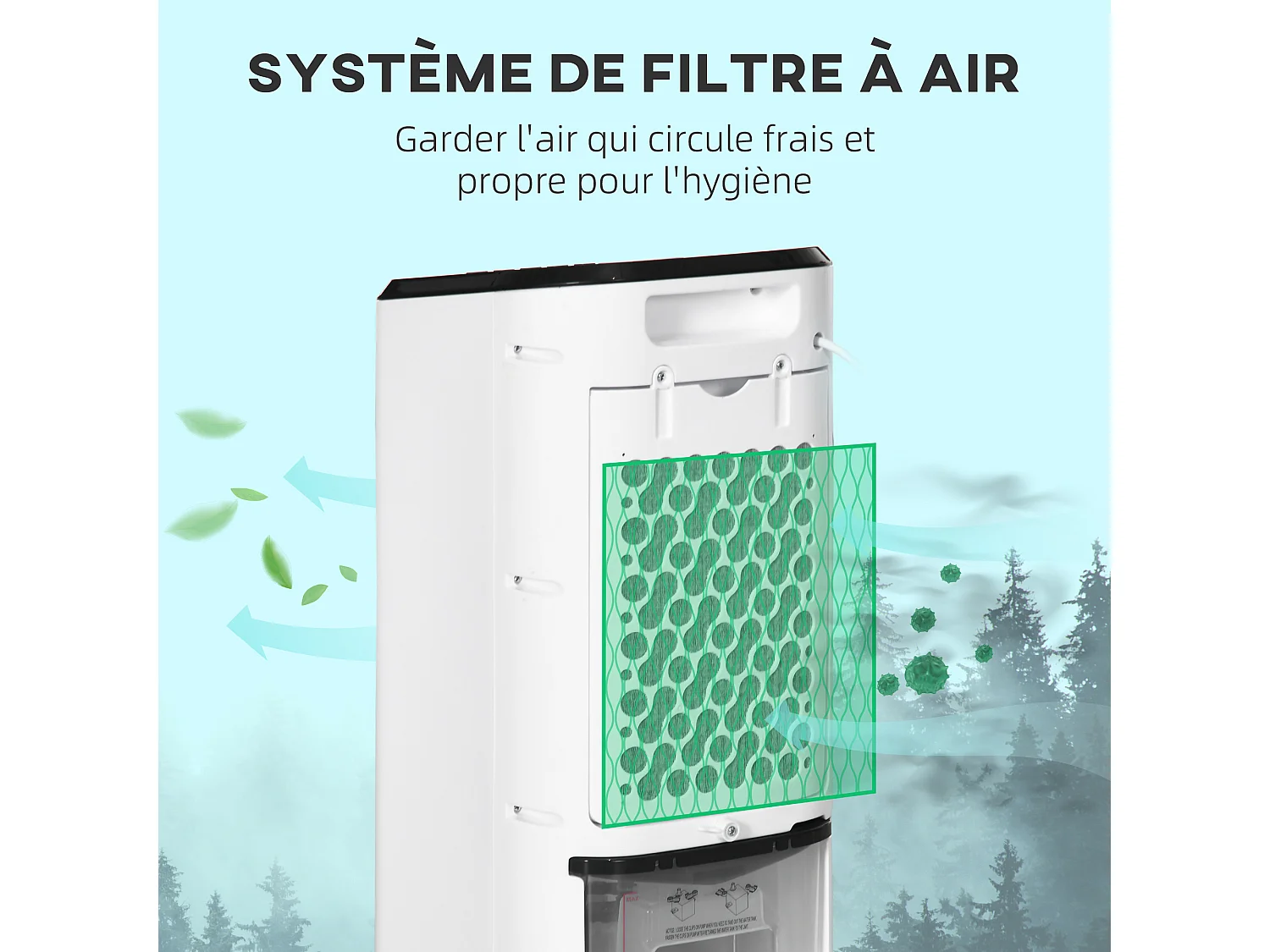 Ventilateur rafraichisseur humidificateur 3 en 1 - roulettes, télécommande - silencieux oscillant 65W - réservoir 3,5L - blanc noir