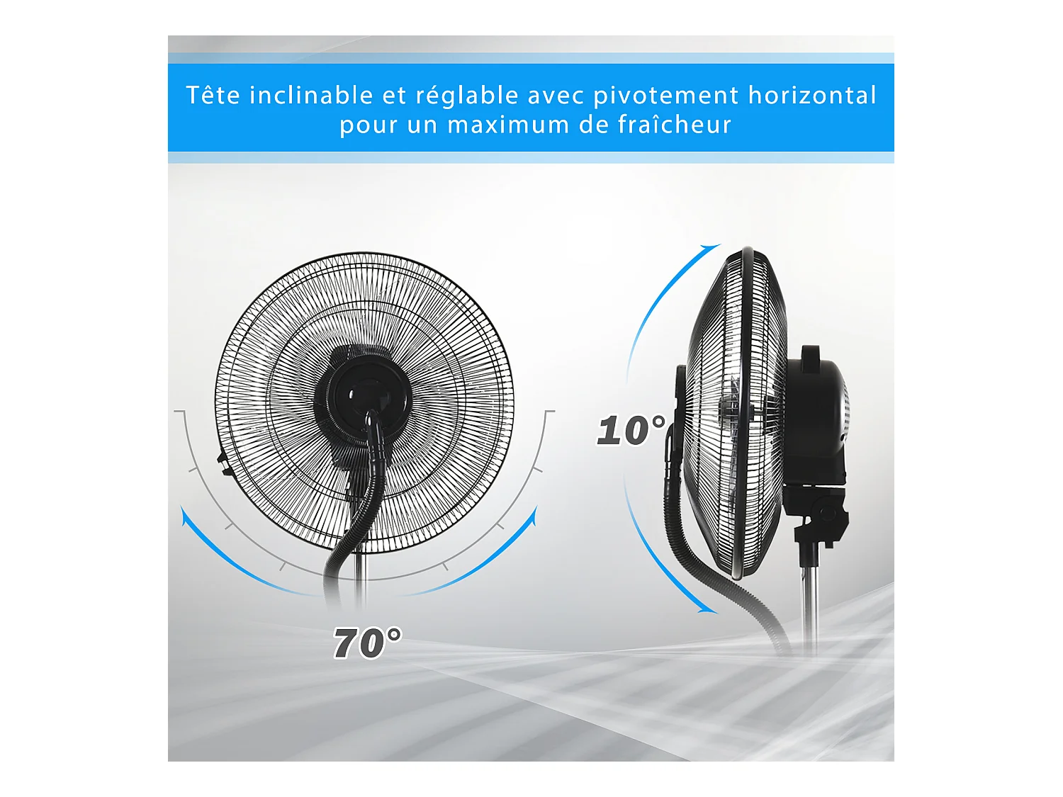 HOMCOM Ventilateur brumisateur sur roulettes - oscillant silencieux 90 W avec télécommande - minuterie 3 modes 3 vitesses Ø 44,5 x 135H cm gris noir