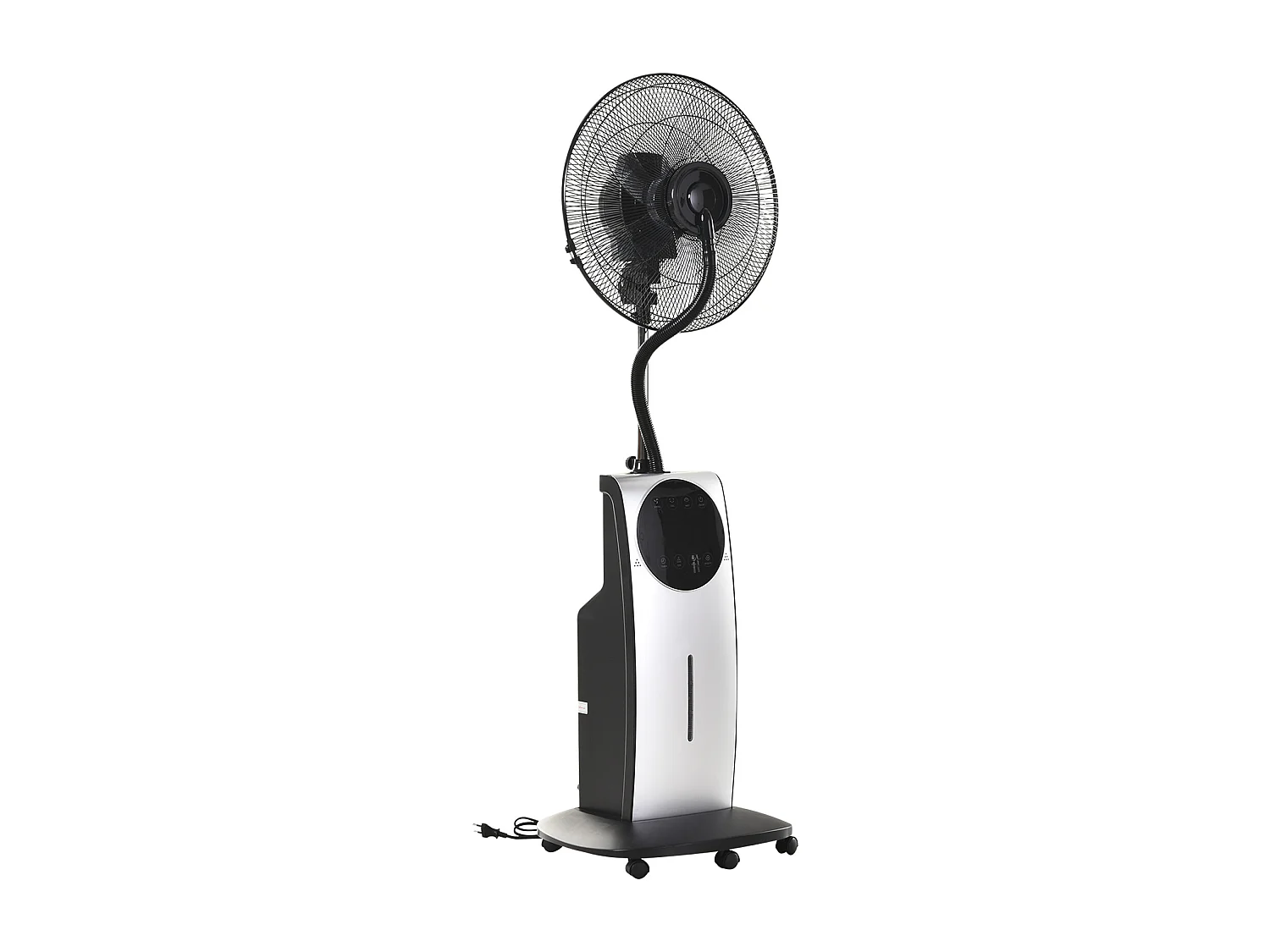 HOMCOM Ventilateur brumisateur sur roulettes - oscillant silencieux 90 W avec télécommande - minuterie 3 modes 3 vitesses Ø 44,5 x 135H cm gris noir