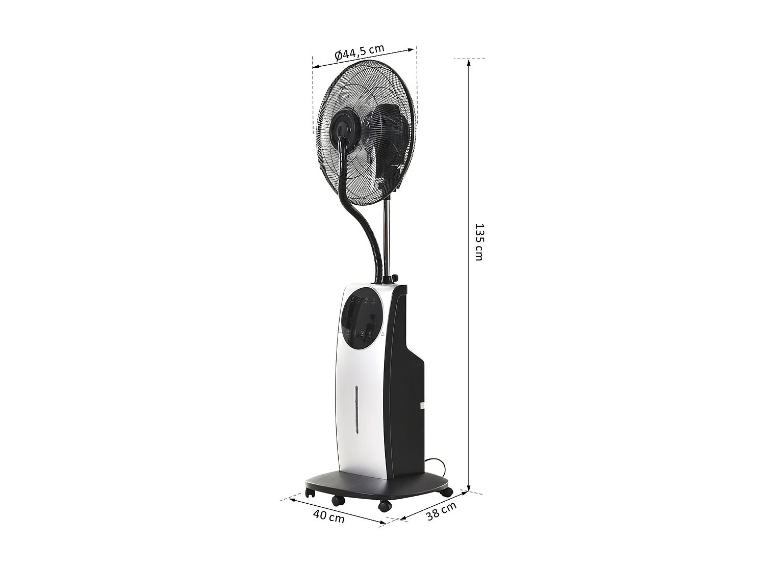 HOMCOM Ventilateur brumisateur sur roulettes - oscillant silencieux 90 W avec télécommande - minuterie 3 modes 3 vitesses Ø 44,5 x 135H cm gris noir