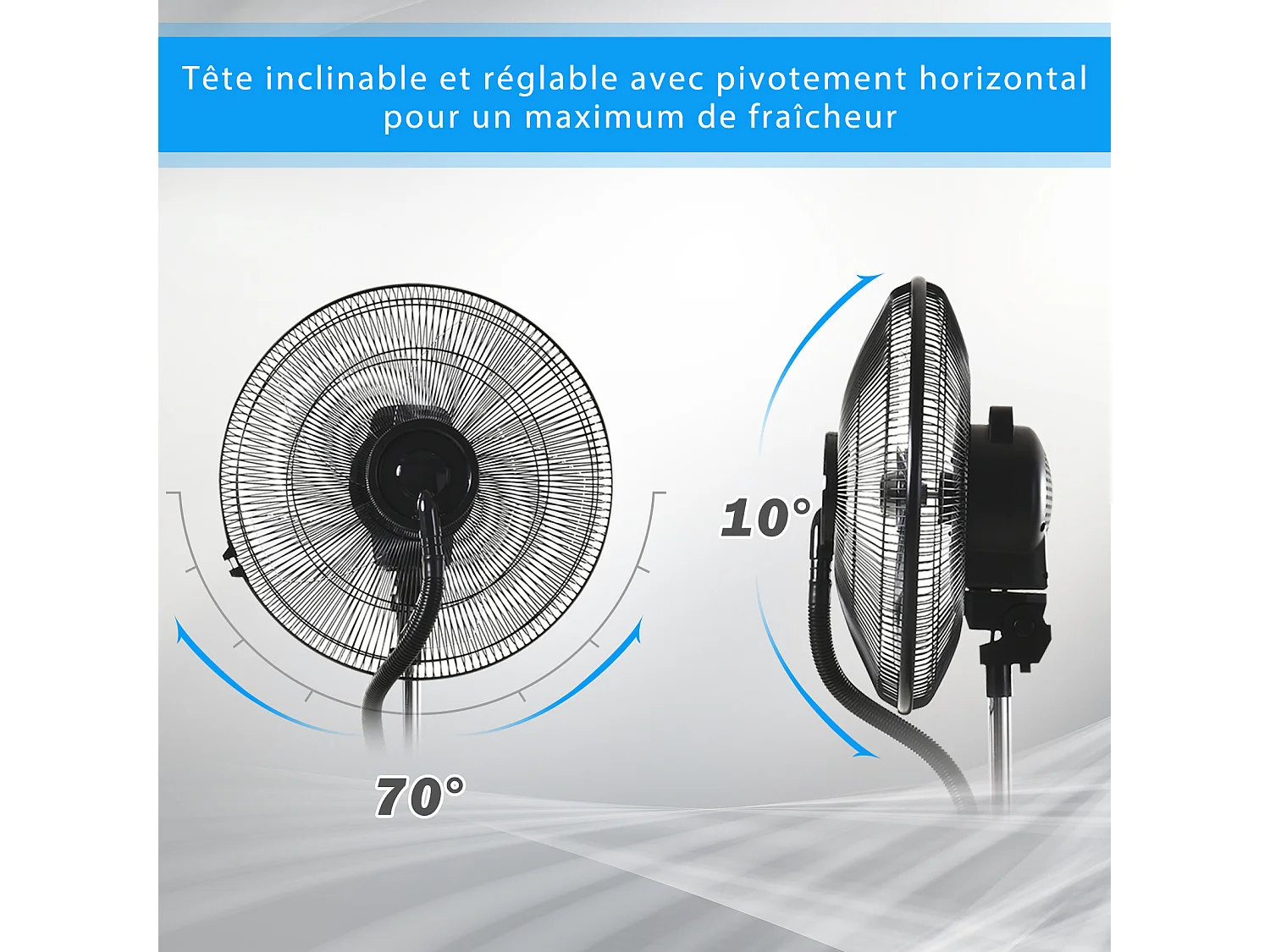 HOMCOM Ventilateur brumisateur sur roulettes - oscillant silencieux 90 W avec télécommande - minuterie 3 modes 3 vitesses Ø 44,5 x 135H cm gris noir