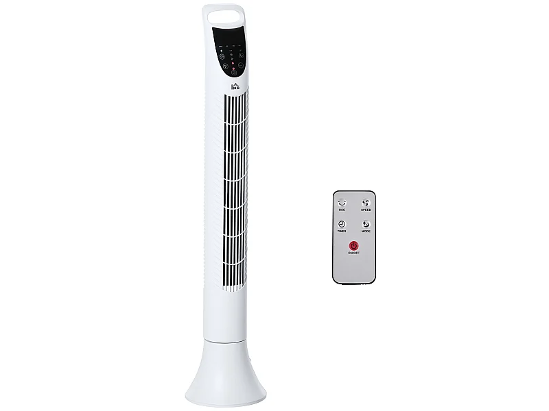 Ventilateur colonne tour oscillant silencieux 40 W télécommande panneau contrôle tactile 3 vitesses H.91,5 cm blanc