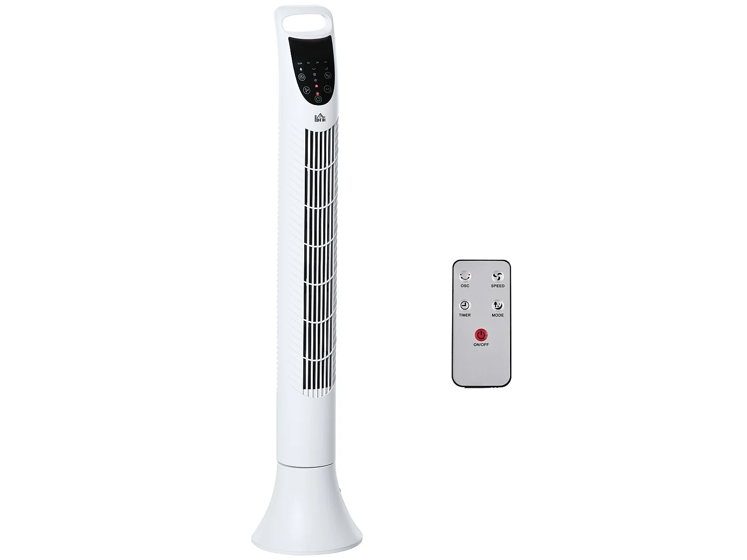 Ventilateur colonne tour oscillant silencieux 40 W télécommande panneau contrôle tactile 3 vitesses H.91,5 cm blanc