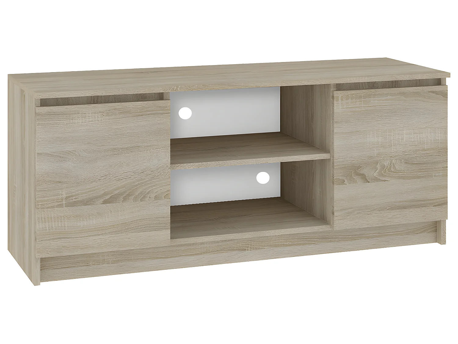 DUSK | Meuble bas TV contemporain salon/séjour 140x55x40 cm | 2 niches + 2 portes | Rangement matériel audio/video/gaming