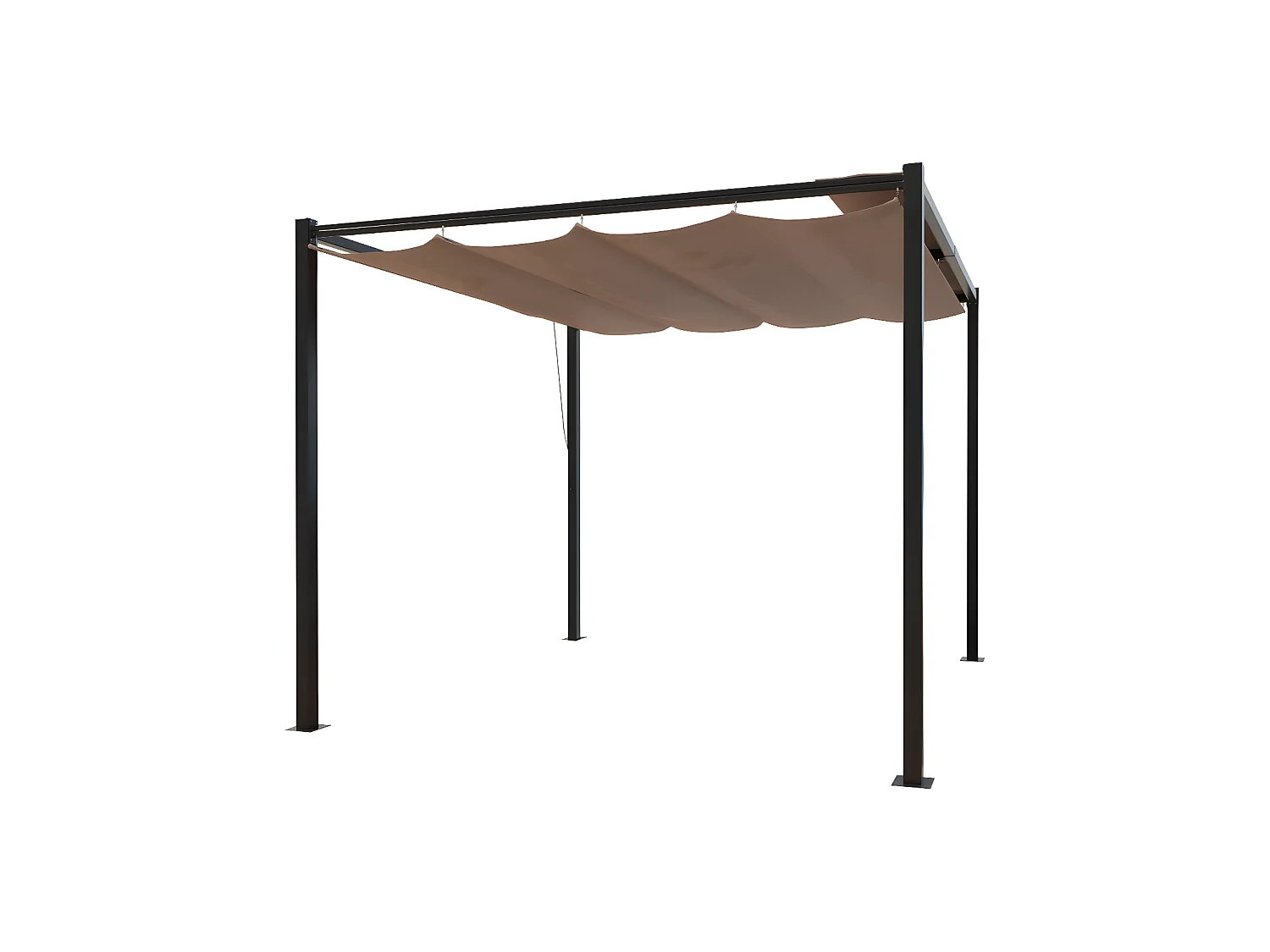 Freistehende Gartenlaube 3 x 3 m aus Stahl und taupefarbenem Stoff TUSA