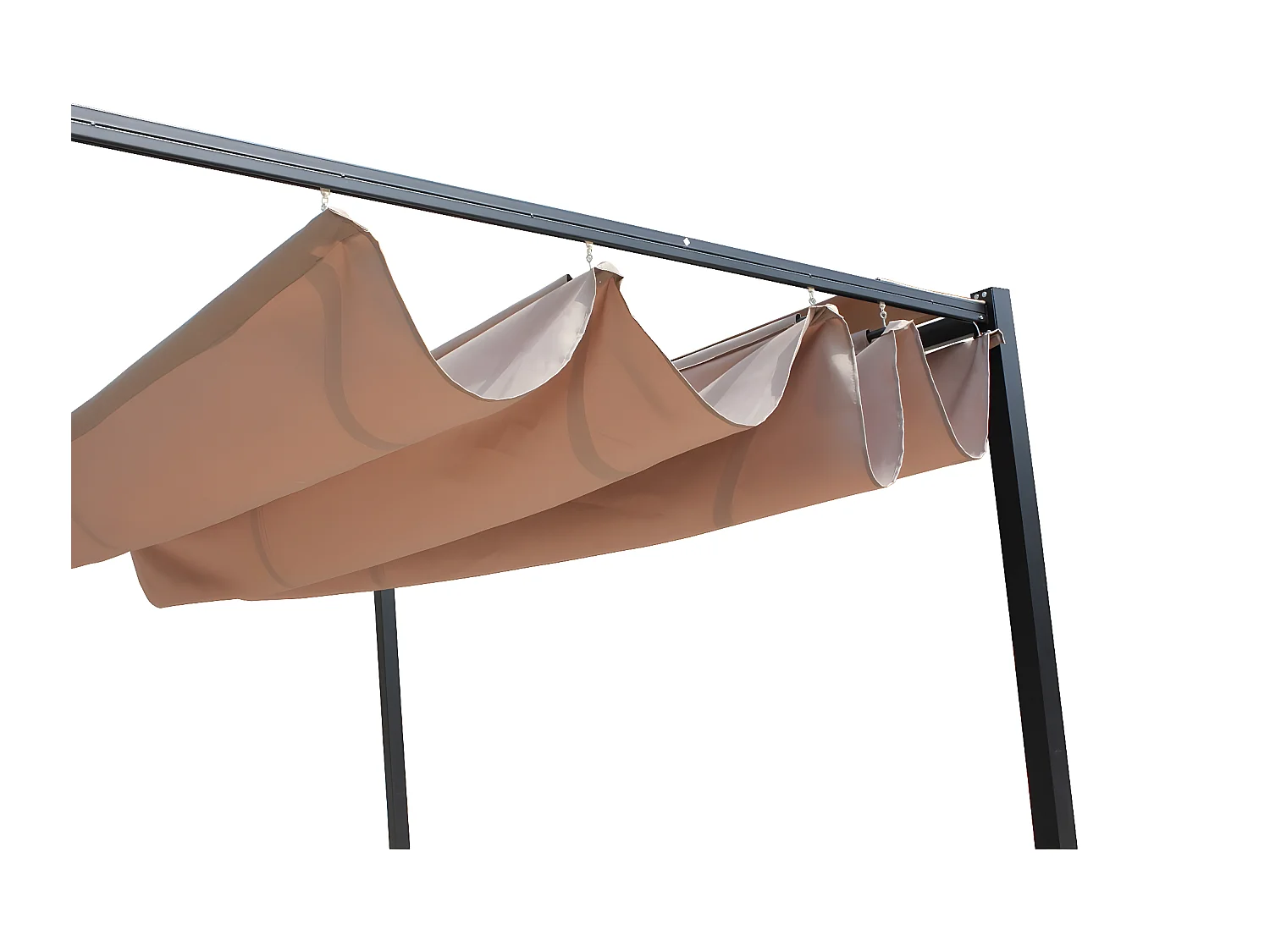 Freistehende Gartenlaube 3 x 3 m aus Stahl und taupefarbenem Stoff TUSA