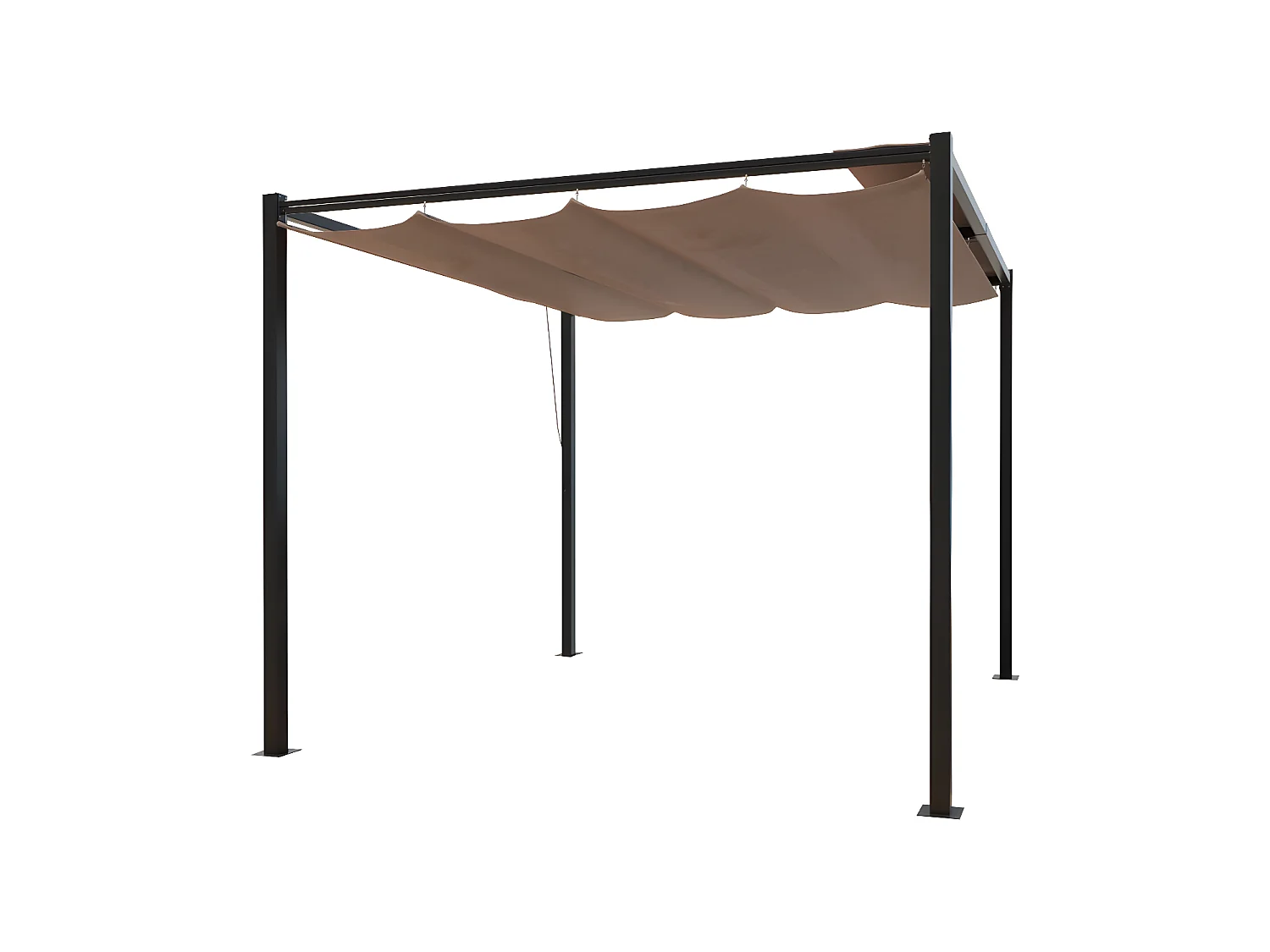 Pergola autoportante 3 x 3 m en acier avec toile taupe TUSA