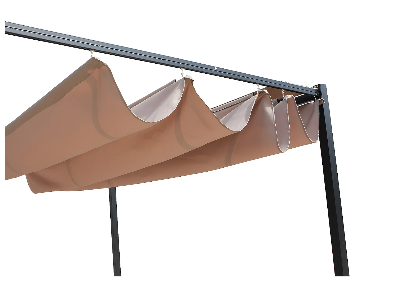 Pergola autoportante 3 x 3 m en acier avec toile taupe TUSA